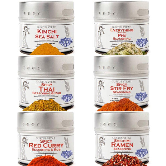 Asian Seasonings Gift Set - Tastes of Asia - Artisanal Spice Blends Six Pack by Gustus Vitae