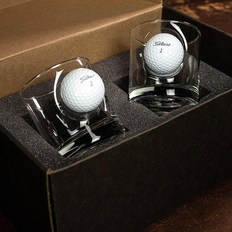 BenShot Decanter and Two Rocks Glasses with Golf Balls Gift Set Whiskey glass