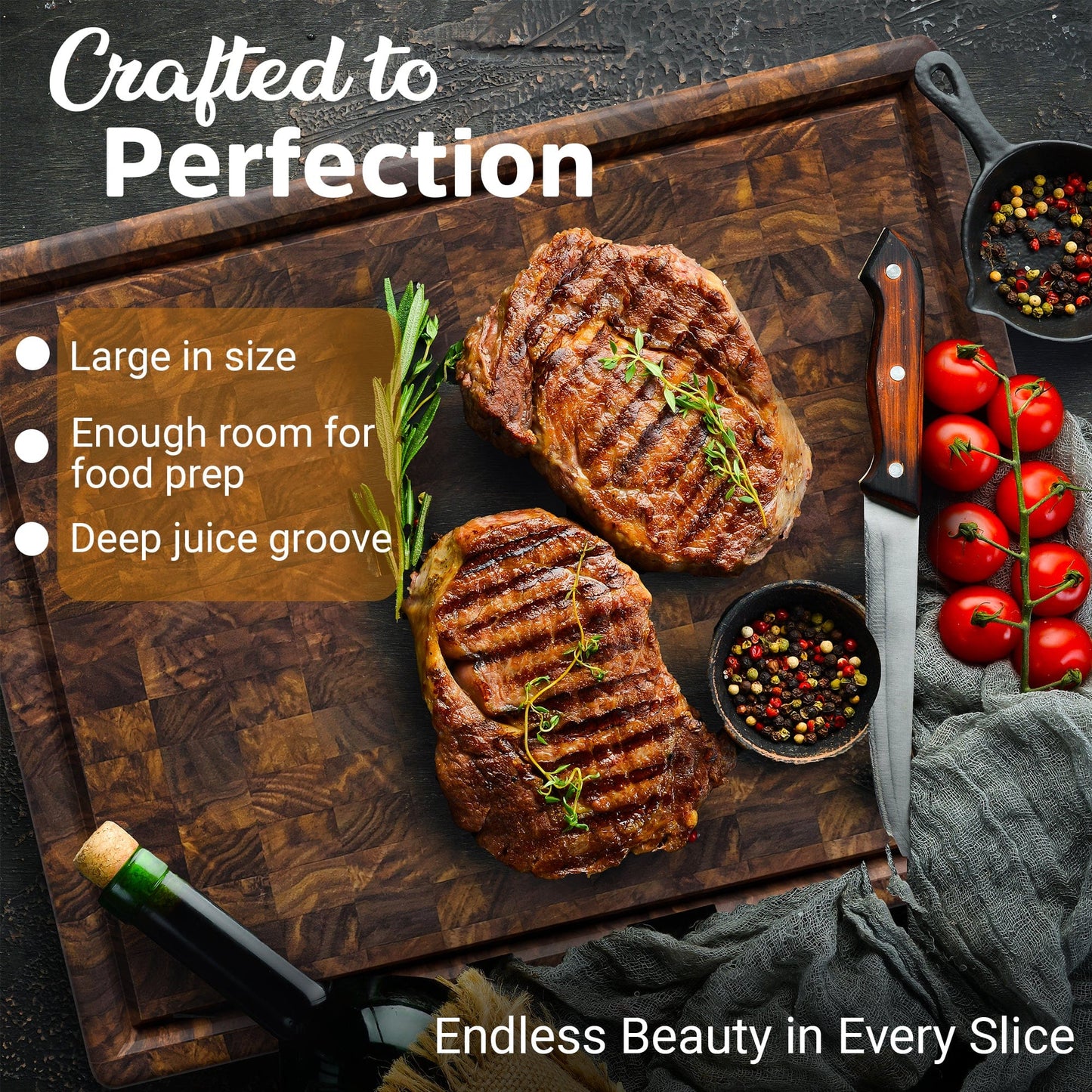 Extra Large Walnut Wood End Grain Butcher Block Cutting Board with Juice Groove