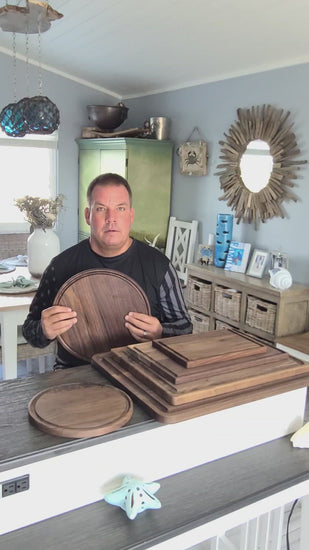Virginia Boys Kitchens LARGE ROUND WALNUT WOOD CUTTING BOARD WALK THROUGH VIDEO