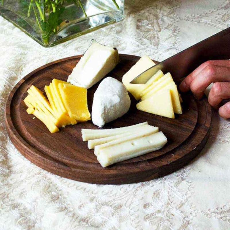 Virginia Boys Kitchens Small 10.5 Inch Round Walnut Cheese Board Cutting Board