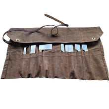 Waxed canvas knife roll with Virginia Boys Kitchens knives