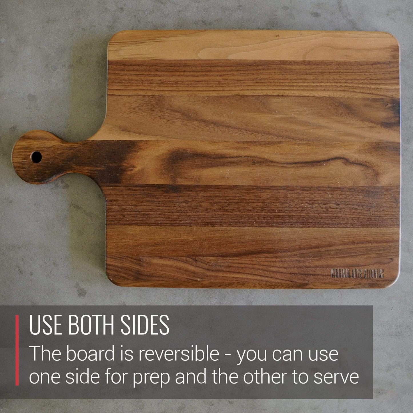Virginia Boys Kitchens Cutting Board Mom's Cutting Board - 10 x 16 Walnut Cutting Board with Knob Handle