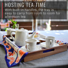 Virginia Boys Kitchens Serving Tray 20 x 15 Inch Rectangular Walnut Wood Serving and Coffee Table Tray with Handles
