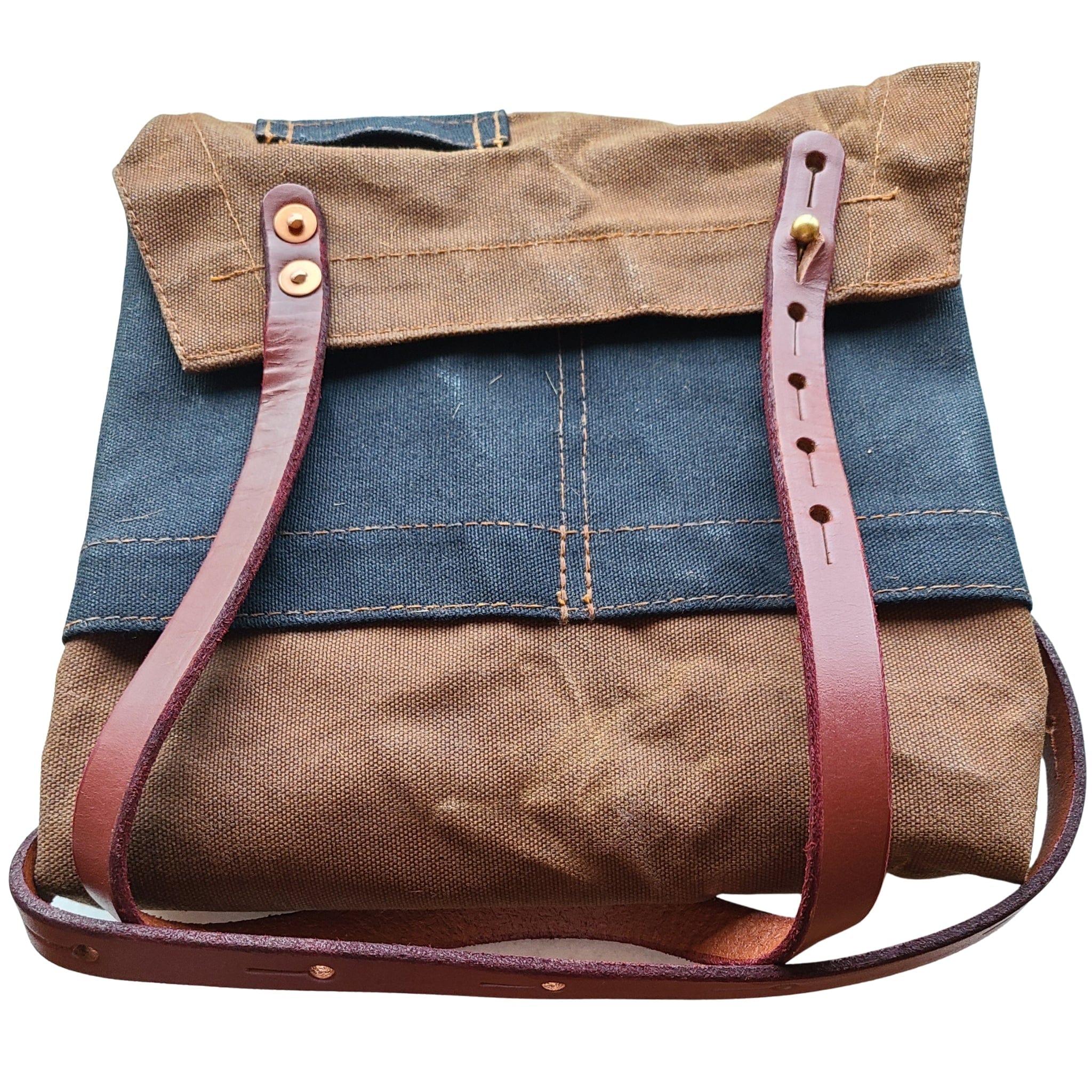 Leather straps and copper rivets