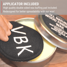 4oz tin of natural coconut oil and beeswax with soft buffing pad included